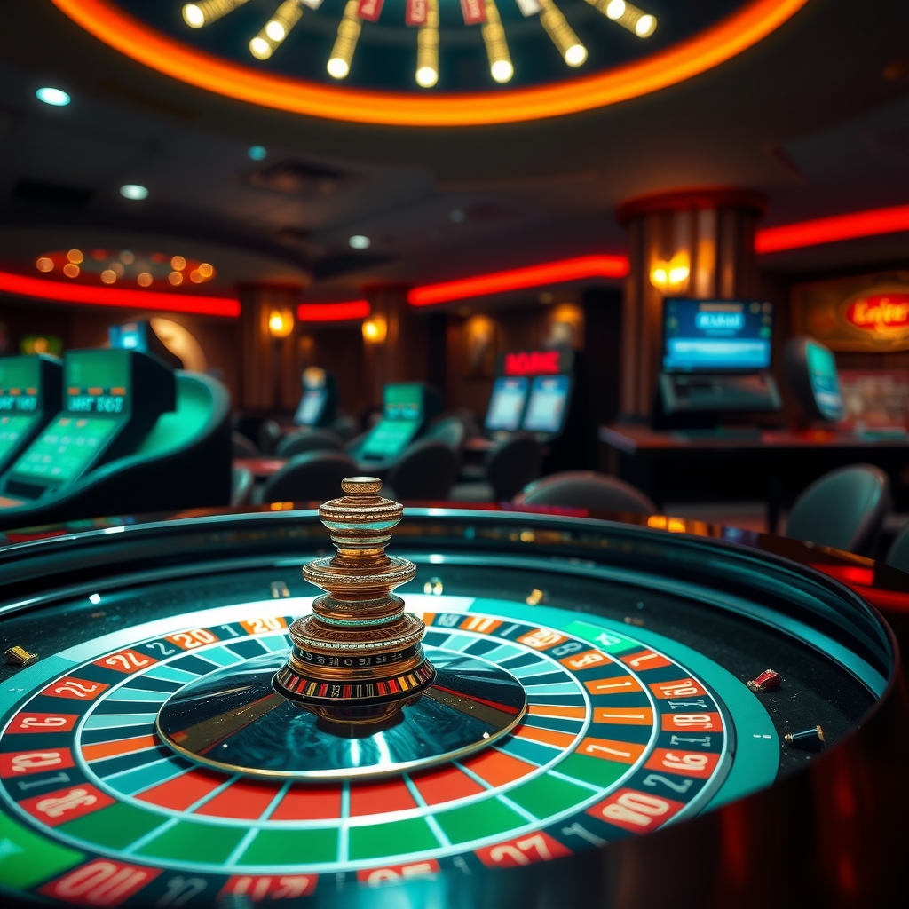 Exploring the Rise of Online Casino Singapore Platforms A close-up shot of a classic casino roulette wheel spinning on a green felt table