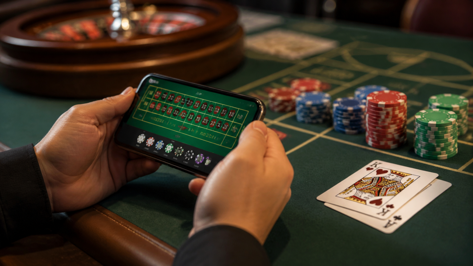 Online Betting Sites: A Practical Guide for Readers Person using online betting on a phone beside casino chips